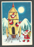 Santa Leaves On A Moon Rocket - FINLAND - - Santa Claus