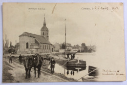 COMINES (59) : Les Forçats De La Lys - Attelage De Chevaux Tirant Une Péniche - 1903 - Hausboote