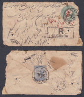 Inde British India 1896 Used Half Anna Queen Victoria Registered Cover, Lucknow, Refused, Return Mail, Postal Stationery - 1882-1901 Imperium