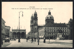 AK München, Odeonsplatz, Feldhernnhalle Und Theatiner Hofkirche, Strassenbahn  - Muenchen