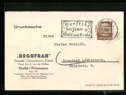 AK Berlin-Weissensee, Reklame Der Degufrah, Deutsche Gummiwaren-Fabrik V. Franz Au & Von Der Halben  - Weissensee