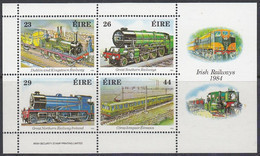 IRLAND Block 5, Postfrisch **, 150 Jahre Irische Eisenbahn, 1984 - Blocks & Kleinbögen