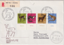 R FDC  "Einheimische Wildtiere (mit TAB)"  Bern - Turbenthal        1967 - Lettres & Documents