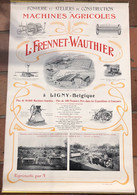 Rare Affiche Machines Agricoles Frennet Wauthier Ligny Landbouw Machines Begin 1900 Litho Benard - Posters