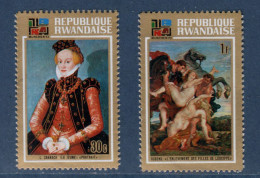 Rwanda, **, Yv 528, 530, Mi 567A, 569A, SG 536, 'Jeune Homme', De Cranach, 'Enlèvement Des Filles De Leucippa' De Rubens - Autres & Non Classés