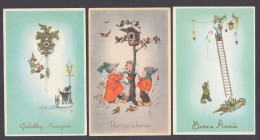 117782/ Enfants / Personnages, Lot De 3 Cartes - New Year