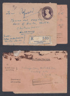 Inde British India 1945 Used Registered King George VI Cover, Lucknow, Refused, Return Mail, Postal Stationery - 1911-35 Roi Georges V