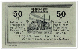 DENMARK-GERMANY,NOTGELD TINGLEFF,50 PFENNIG,1920,UNC - Eerste Wereldoorlog