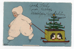 AJO - HENRIETTE FOX BOREL - GIRL - TREE - PENGUINS On BOX - Used 1922 SWEDEN - CONDITION READ DESCRIPTION & SEE SCANS ! - Autres & Non Classés