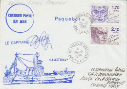 TAAF Kerguelen 1985 Visit Fishing Ship Austral  Signature Capitaine  Ca Port-aux--Français 25.10.1985 (AW187) - Navires & Brise-glace