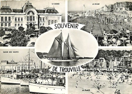 14 - Trouville - Multivues - CPSM Grand Format - Bateaux - Plage - Piscine - Flamme Postale De Trouville - CPM - Voir Sc - Trouville