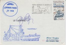 TAAF St. Paul Et Amsterdam 1986 Visit Fishing Ship Austral  Signature Capitaine  Ca Martin-de-Vivies 10.1.1986 (AW188) - Polar Ships & Icebreakers