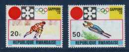 Rwanda, **, Yv 443, 445, Mi 479A, 481A, SG 448, 450, JO Sapporo 72, Hockey Sur Glace, Saut à Ski,, - Neufs