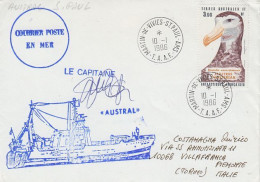 TAAF St. Paul Et Amsterdam 1986 Visit Fishing Ship Austral  Signature Capitaine  Ca Martin-de-Vivies 10.1.1986 (AW189) - Polar Ships & Icebreakers