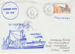 TAAF St. Paul Et Amsterdam 1986 Visit Fishing Ship Austral  Signature Capitaine  Ca Martin-de-Vivies 10.1.1986 (AW190) - Polar Ships & Icebreakers