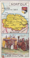 Norfolk - Counties & Their Industries 1914 / 15  - Players Cigarette Cards - Antique - County Map - Player's
