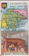 Devonshire - Counties & Their Industries 1914 / 15  - Players Cigarette Cards - Antique - County Map - Player's