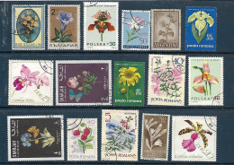 Flowers: Set 16 Stamps, Used, Hinged (#009) - Autres & Non Classés