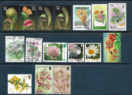 Flowers: Set 16 Stamps, Used, Hinged (#002) - Other & Unclassified