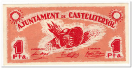SPAIN,AJUNTAMENT DE CASTELLTERSOL,1 PESETA,1937,UNC - 1-2 Pesetas