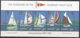 GUERNSEY  Block 7, Postfrisch **, 100 Jahre Yachtclub Von Guernsey, 1991 - Guernesey
