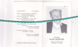 André Deseure-Scharmin, Werken 1911, Roeselare 1993. Oud-Strijder 40-45. Foto - Obituary Notices