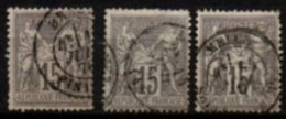 FRANCE    -   1876 .   Y&T N° 77 Oblitérés ,  Nuances  . Type Sage - 1876-1898 Sage (Type II)