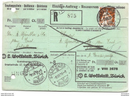 169 - 52  - Document "recouvrement" Envoyé De  Zürich Fraumünster 1939 - Brieven En Documenten