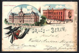 Lithographie Berlin, Kriegs-Akademie, Ingenieur Dienst-Gebäude, Invalidenstrasse  - Mitte