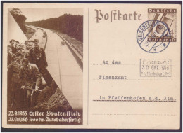 German Nazi Hitler Famously Laying First Shovel For Autobahn 1000 KM Of Reich Highways WW2 War PROPAGANDA Post Card 1936 - Guerre Mondiale (Seconde)