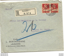51 - 48 - Enveloppe Recomamndée Envoyée De Lausanne 1925 - Brieven En Documenten