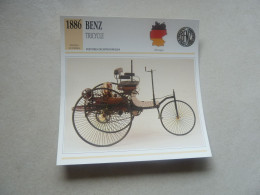 1886 - Voitures Exceptionnelles - Benz - Tricycle - Monocylindre - Allemagne - Fiche Technique - - Andere & Zonder Classificatie