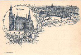 Aachen Litho Rathaus Panorama Feldpgl1915 #145.656 - Autres & Non Classés