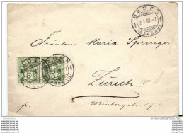 75 - 36 - Enveloppe Envoyée De Baden à Zürich 1908 - Briefe U. Dokumente