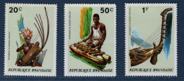 Rwanda, **, Yv 519, 521, 522, Mi 558A, 560A, 561A, SG 527, 529, 530, Instuments De Musique, - Ungebraucht