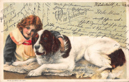 Tiere: Hund Und Mädchen Wer Ist Hübscher? Prägekarte Gl1903 #150.593 - Autres & Non Classés