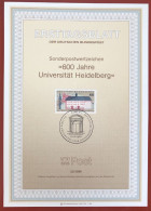 Germany - FIRST DAY SHEET - 600 Years Of Heidelberg University - 1986 - 1981-1990