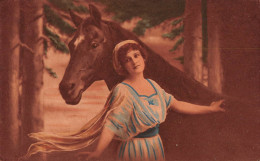 Tiere: Edles Pferd Mit Dame Künstlerkarte Ngl #150.797 - Other & Unclassified