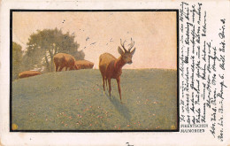 Tiere: Rehbock Und Sprung Fikentscher Maimorgen Feldpgl1918 #150.831 - Other & Unclassified
