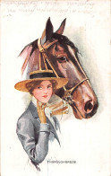 Tiere: Dame Mit Strohhut Und Pferdekopf Thoroughbreds Gl1914 #150.746 - Autres & Non Classés