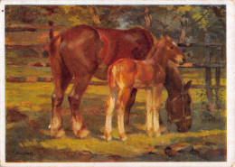 Tiere: Kaltblutstute Mit Fohlen Gemälde Von F. X. Stahl Ngl #150.803 - Autres & Non Classés