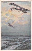 Militärdoppeldecker Auf Erkundungsfahrt über Argonnerwald Feldpgl1915 #151.534 - Autres & Non Classés