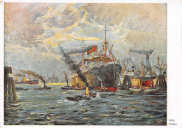 Im Hamburger Hafen Nach Gemälde Von Willy Tiedjen Ngl #151.373 - Other & Unclassified