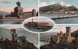 Gruß Vom Rhein Mit Dampfer Und Burgen Mehrbildkarte Feldpgl1914 #151.230 - Other & Unclassified