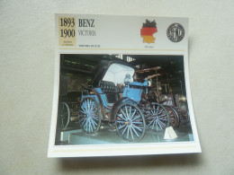 1893-1900 - Voitures De Luxe - Benz - Victoria - Monocylindre - Allemagne - Fiche Technique - - Turismo