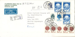 USSR Registered Cover Sent Air Mail To Denmark 27-2-1992 Topic Stamps (sent From The Embassy Of Nigeria Moscow) - Covers & Documents