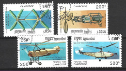 CAMBODGE. N°1161-4 Oblitérés De 1993. Hélicoptères. - Hélicoptères