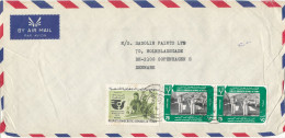 Yemen Air Mail Cover Sent To Denmark 4--7-1977 Topic Stamps - Yémen