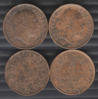British India Edward 7 1804 Twelfth Anna Copper Coin Pair W/ Errors, Hard To Find. - India