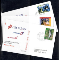 2002 Zurich - Dublin + UNG + Vaduz      Swissair/ Crossair First Flight, Erstflug, Premier Vol ( 3 Covers ) - Autres (Air)